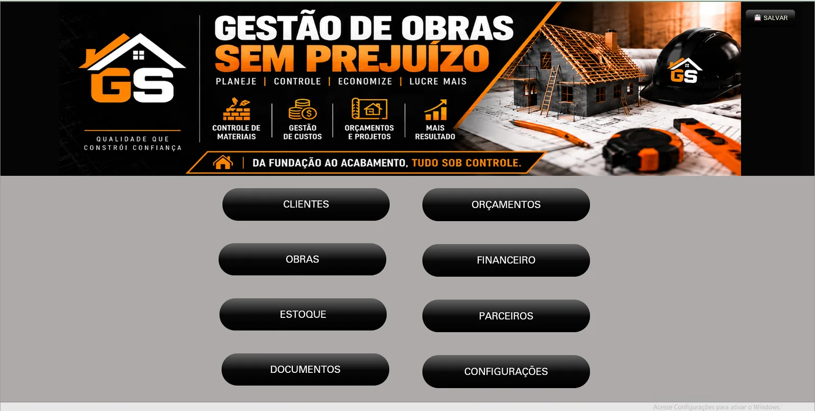 GOSP: tela inicial do sistema
